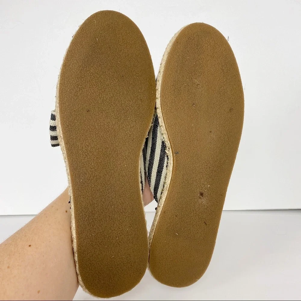 LOFT Canvas Stripe Bow Espadrille Mule Slip-On Shoes Size 10 - Picture 9 of 12